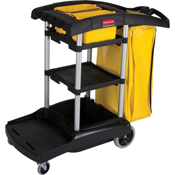 Cleaning Cart, High Cap, 4 Casters, 21-3/4"x49-3/4"x38-3/10"